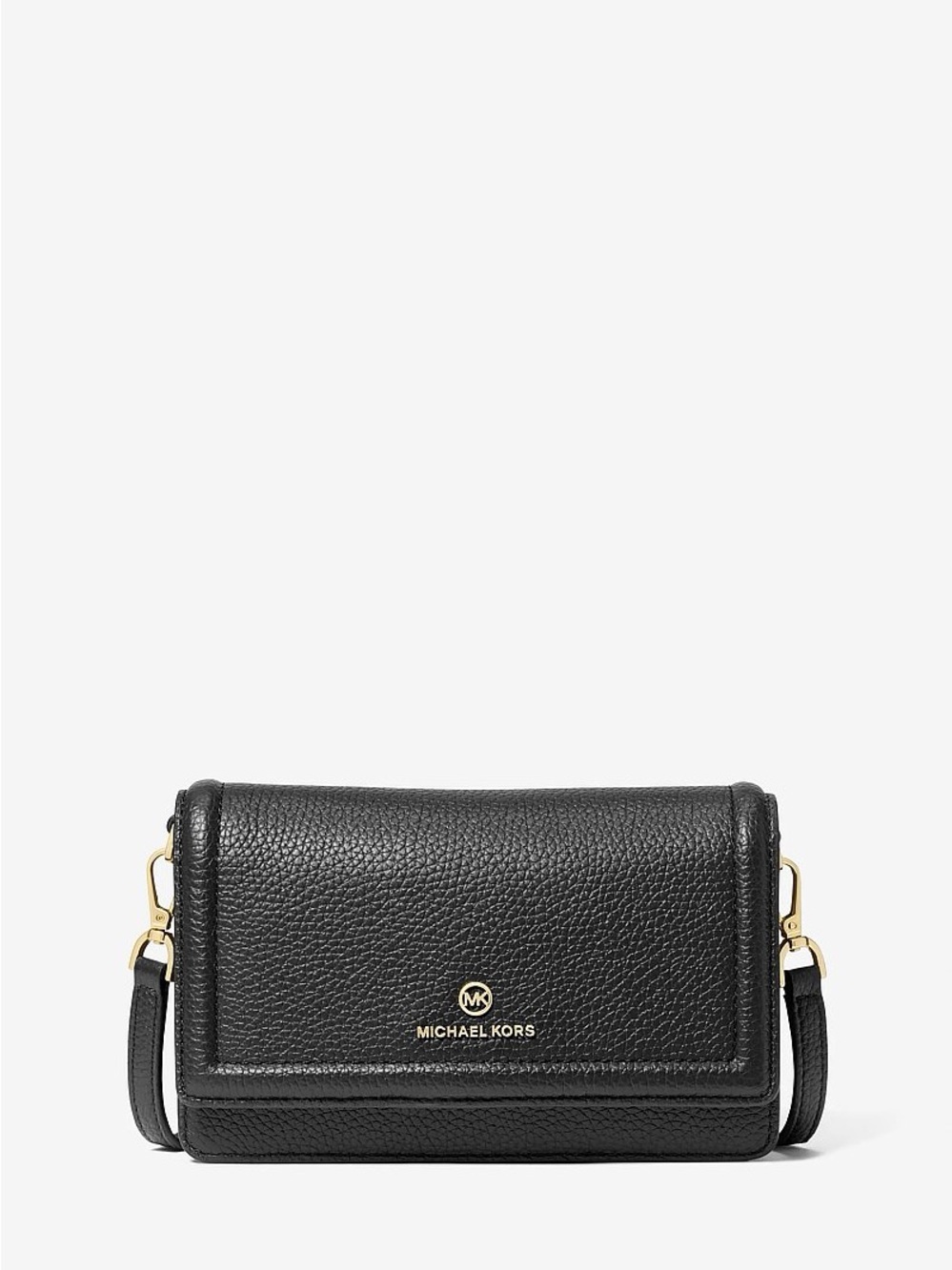 Michael Kors Black Pebbled Leather Crossbody Bag with Gold Hardware